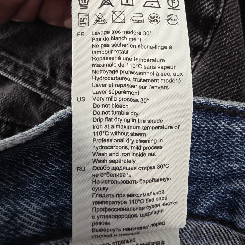 Sandro Paris Straight Leg Denim Jeans Charcoal Gray Blue Double Waist Sz 38 US 6 - Picture 6 of 11